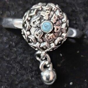 Fidget Spinner Ring - Gemstone Center, Dangle Accent, Size 8 Instant Calm Ring